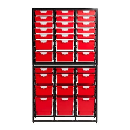 Storsystem Commercial Grade High Capacity Storage Wall Units with 54 Red High Impact Polystyrene Bins/Trays CE2091DG-21S12D3QPR